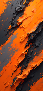 Dynamic Abstract Impasto Texture in Orange and Charcoal Gray