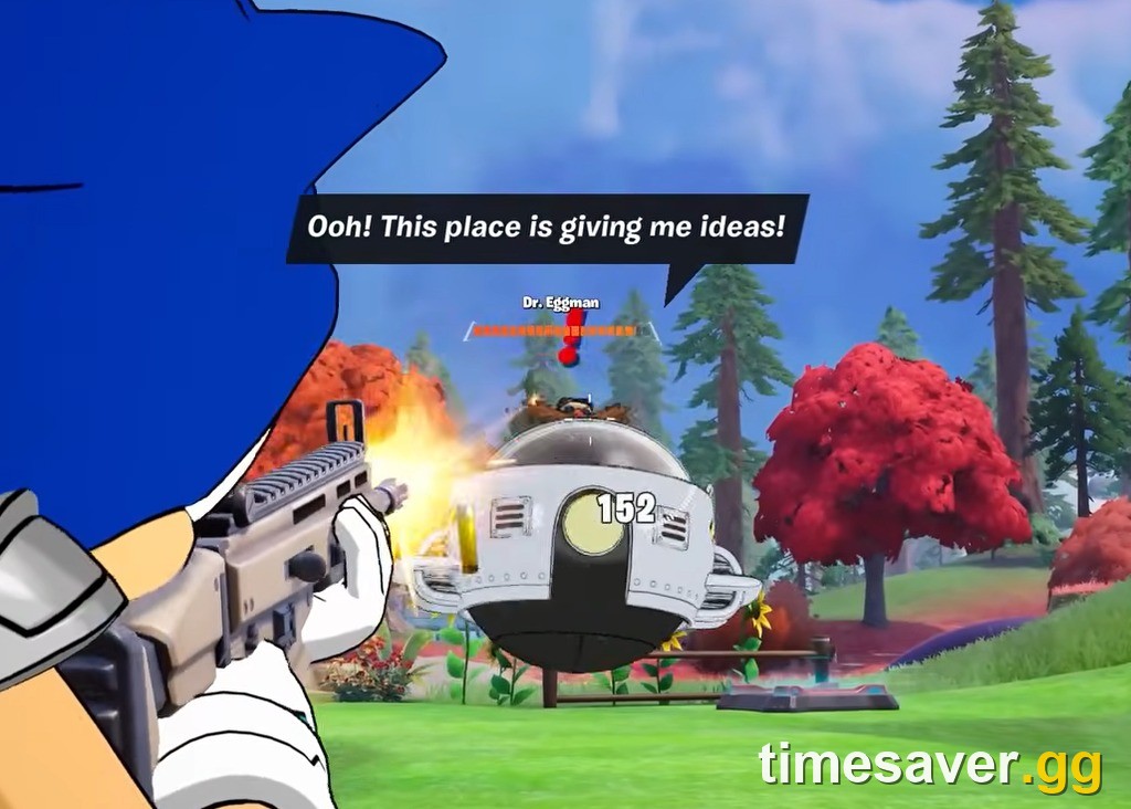 Dr. Eggman boss fight at Green Hill Zone in Fortnite Chapter 7 Season 4