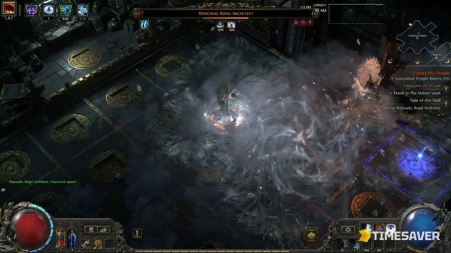 Fighting Xipocado, the Royal Architect inside Atziri's Temple in Path of Exile 2