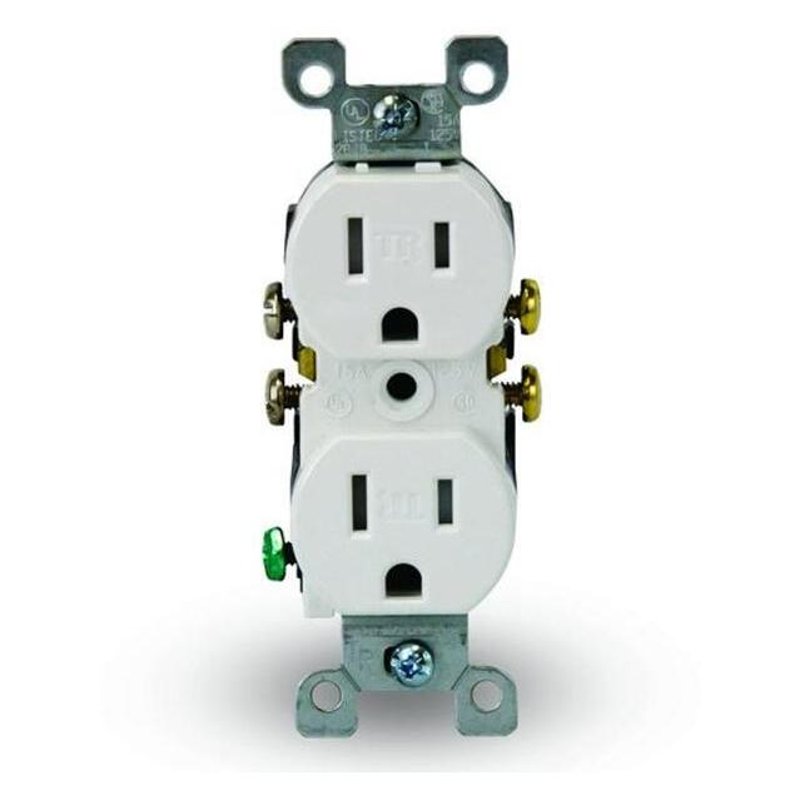 Leviton 15A 125V Tamper-Resistant Duplex Outlet, White (T5320-W)