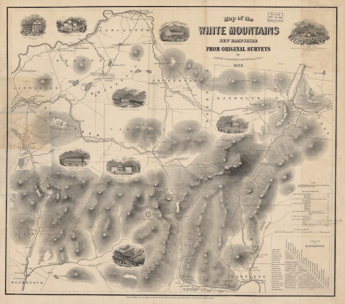 Map Of The White Mountains New Hampshire 1858