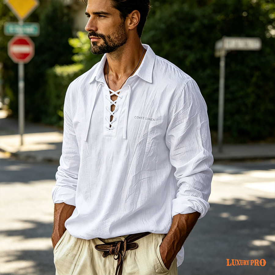 2D‑Linen‑look Polo Shirt