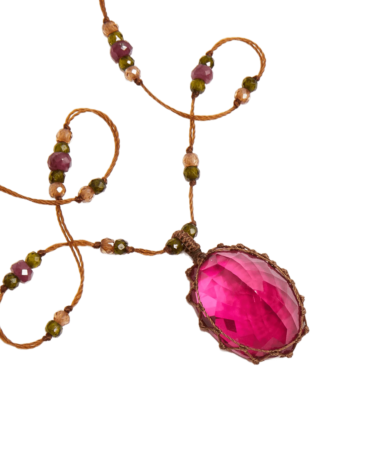 Тибетское колье Индийский розовый кристалл