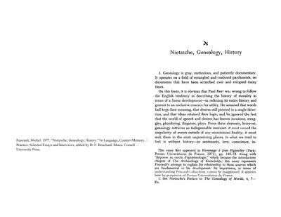 Foucault, Michel. Nietzche, Genealogy, History