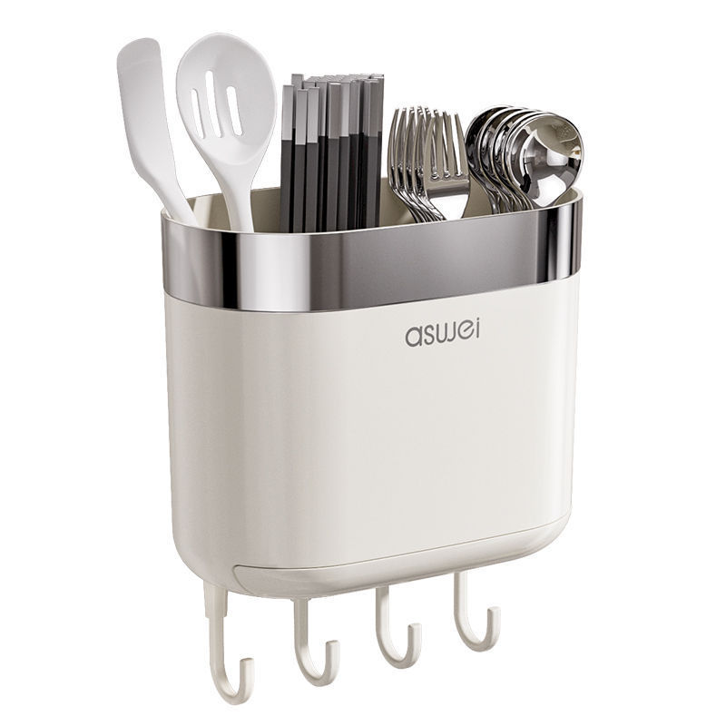 Wall-mounted chopstick holder with draining rack