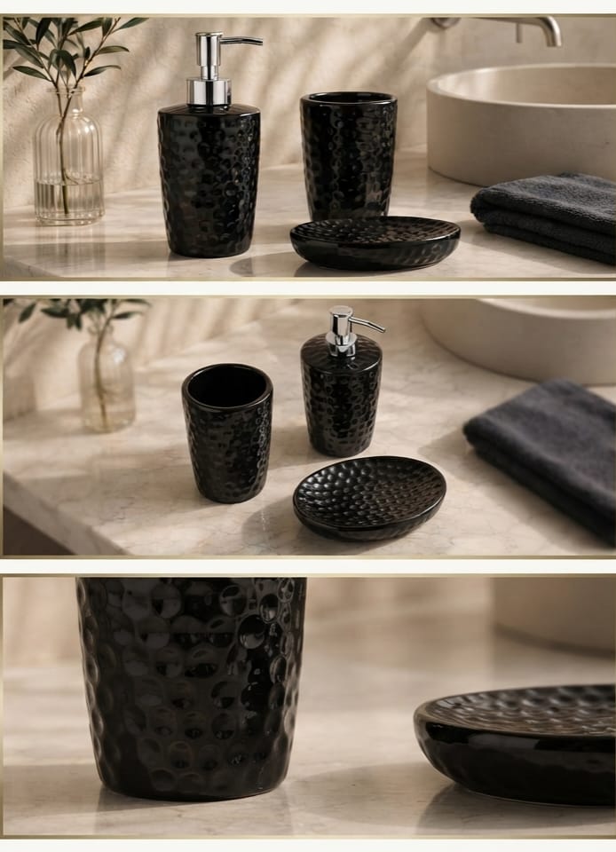 Dark Bottle Soap Dispenser Group Set view 2