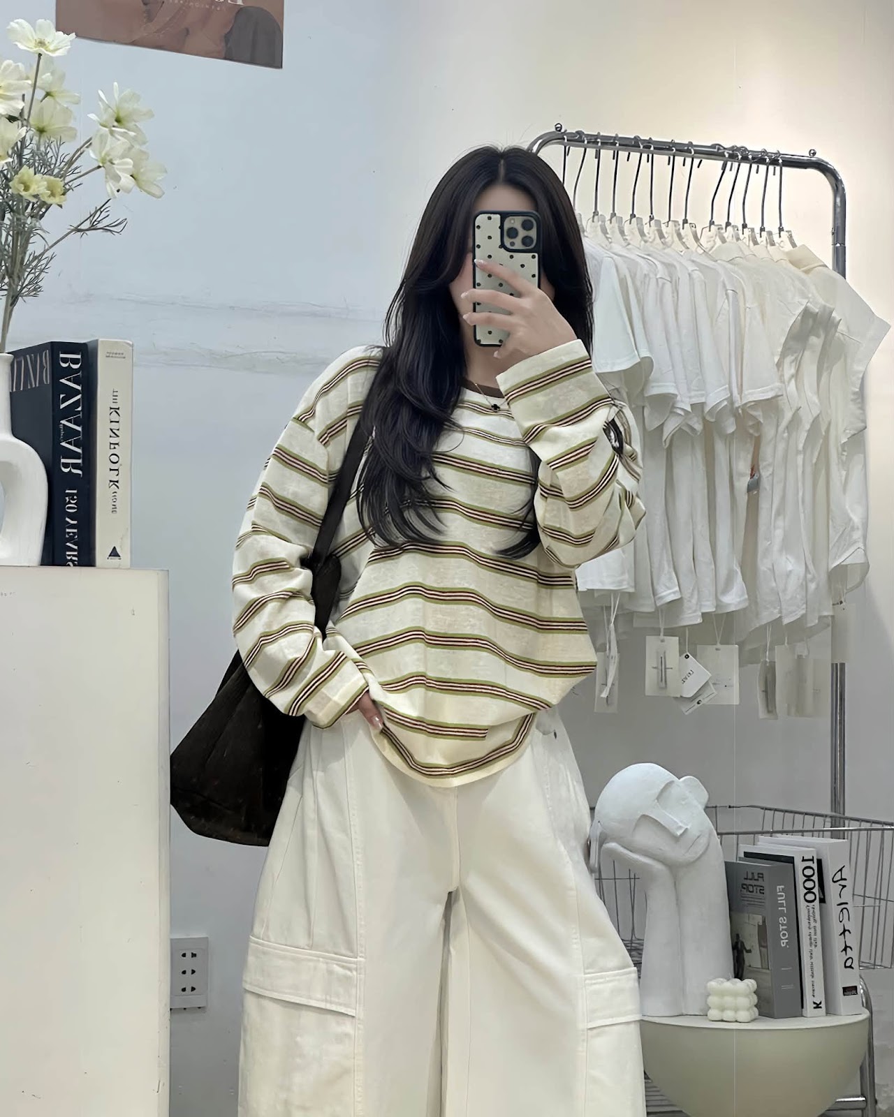 Áo thun dài tay sọc ngang thêu hình chú chó XONXEN SHOP 11355 – Image 3