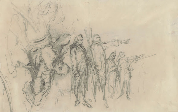 Popiersie Reytana i dwie postacie z grupy Ponińskiego szkice do obrazu 1864   18