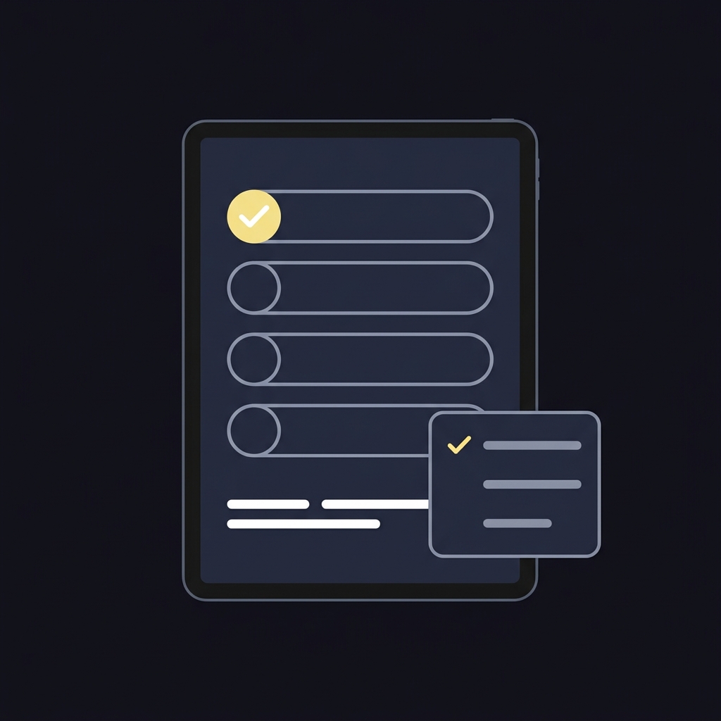 Minimalist vector tablet and checklist illustrating Funded Sports Trading vs Traditional Sports Betting in Funded Plays brand colors dark navy background and soft yellow accents