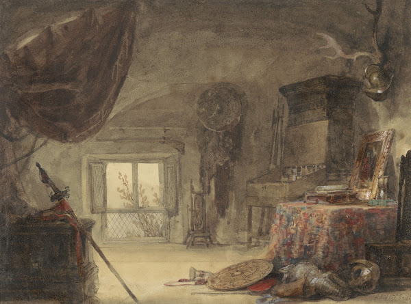 Zoldervertrek ingericht als atelier 1830   1839