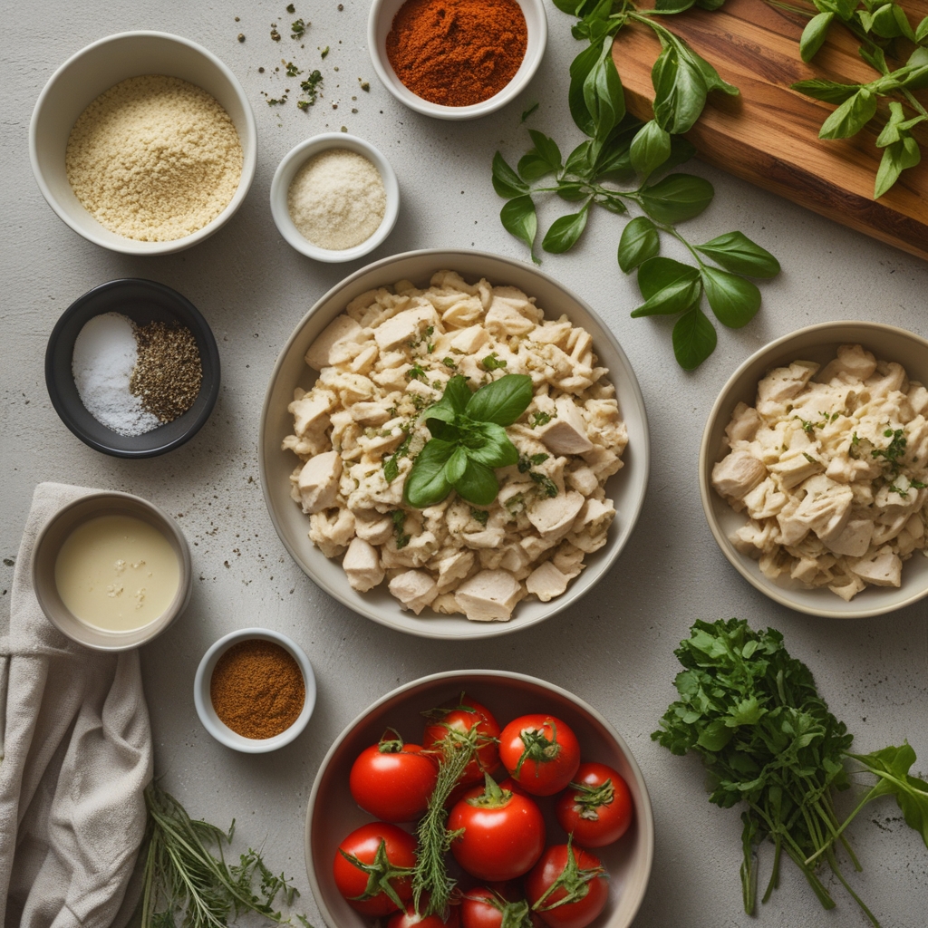 Ingredients for High-Protein Chicken Alfredo Bake for Easy Low-Carb Meal Prep That’s Quick and Delicious