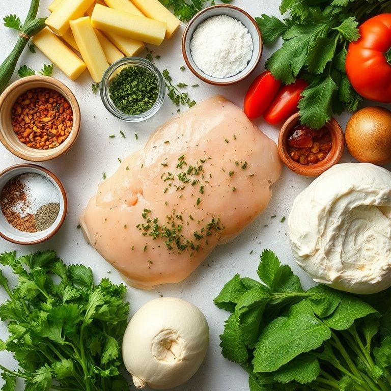 Ingredients for Creamy Pepperoncini Chicken Skillet Recipe for Easy Dinner – Quick & Comforting Dinner