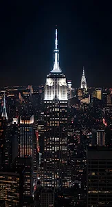 Empire State Building and Manhattan Skyline at Deep Night