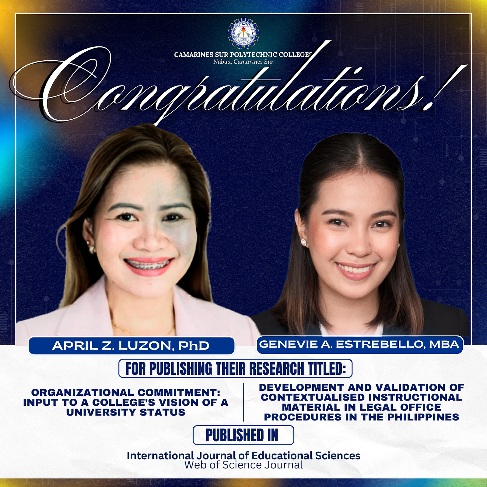 CSPC Honors Faculty Researchers for International Journal Publication Achievement