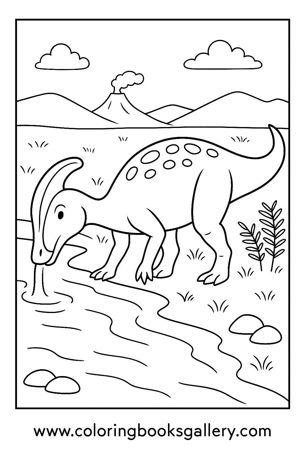 Explore the Magic of Coloring with our Realistic Corythosaurus Scene – free coloring page for kids