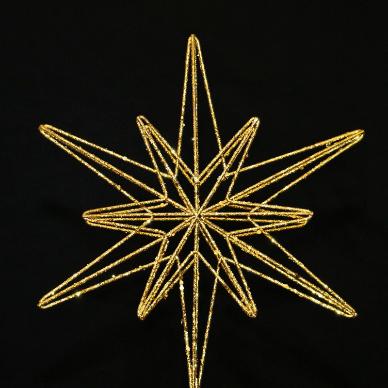 Illuminated Christmas tree star made of iron, 25x33 cm