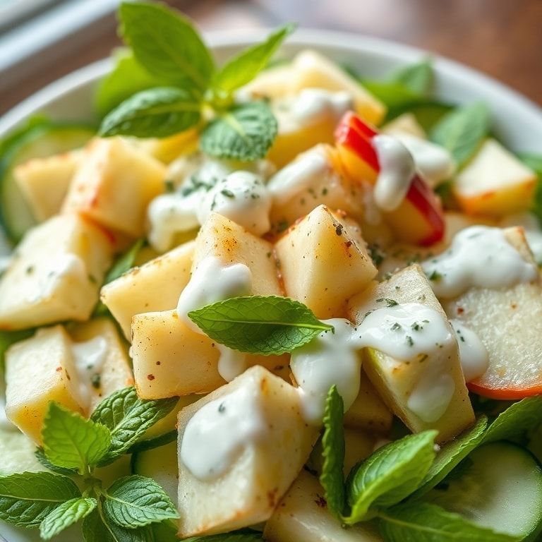 Fresh Apple Cucumber Salad with Creamy Mint Yogurt Dressing – Quick & Easy Summer Side