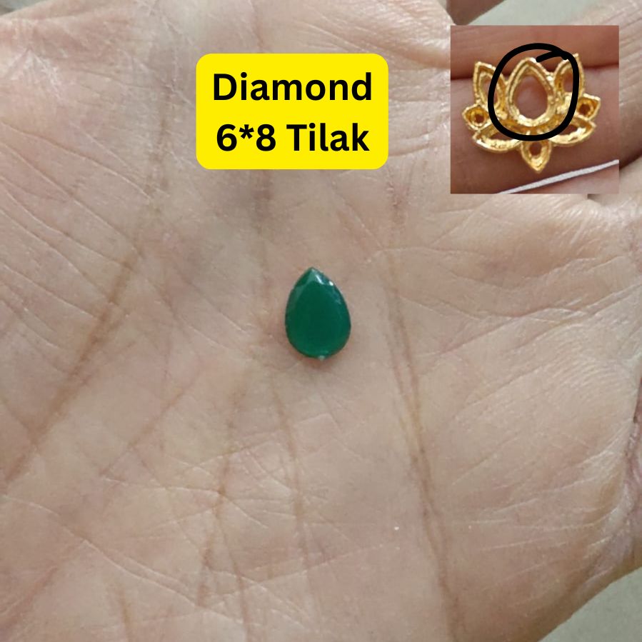 Lotus Green 6*8 Tilak shape Diamond  (Pack of 50)