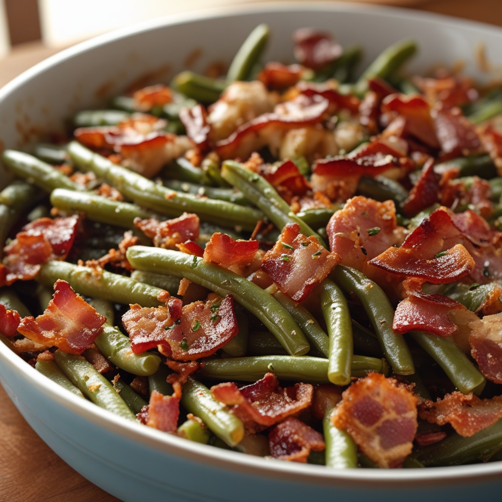 Bacon Loaded Green Bean Casserole - Easy Homemade Comfort Side Dish finished