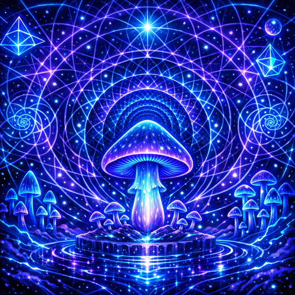 mushroom tolerance illustrated with vibrant alternative culture, hinting at lifestyle and expressive exploration