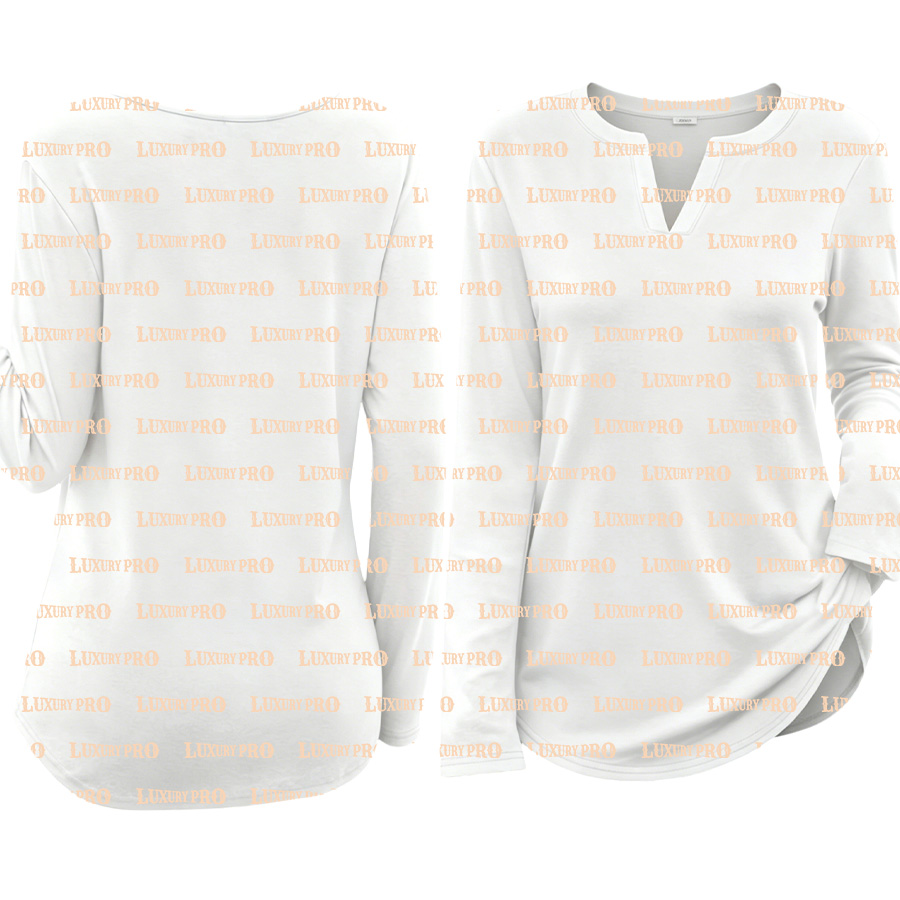 AOP V neck long sleeve T shirt
