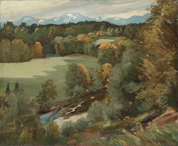 Blick von St Salvator auf die Prien circa 1920