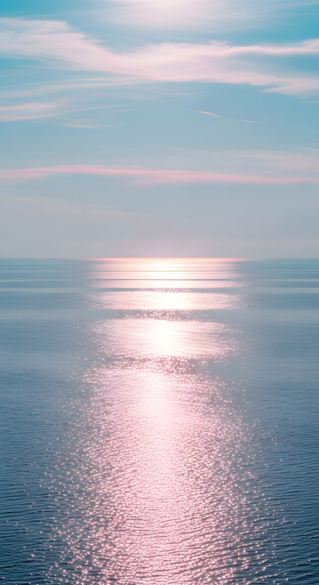 Pastel Pink Sun Glare on Calm Ocean Water at Sunset - Free 4K mobile Wallpaper