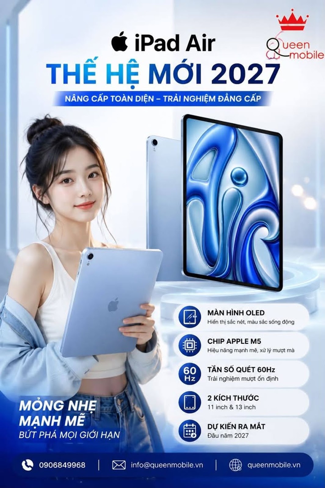 iPad Air thế hệ mới có thể chuyển sang OLED vào năm 2027, Apple được cho là chuẩn bị nâng cấp lớn nhất trong nhiều năm #Apple #iPadAir #iPad #OLED #M5 #AppleSilicon #Tablet #CôngNg