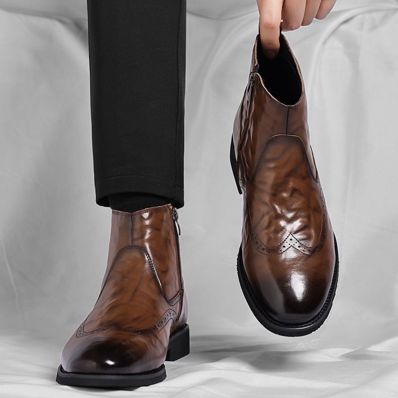 Herren-Lederstiefel, Business-Casual, gefüttert