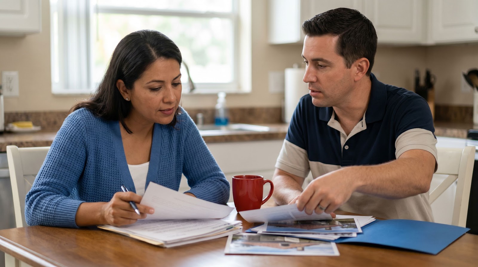 Homeowner reviewing inspection documents as an early warning for florida home insurance dropped roof