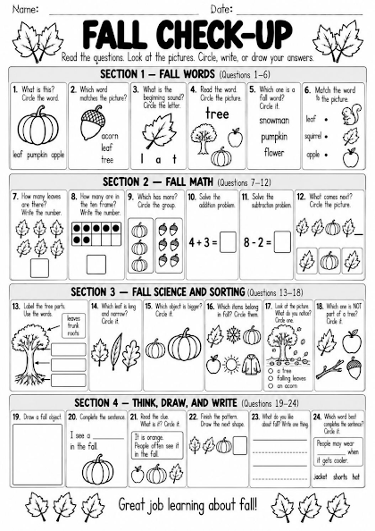 Fall Check-Up Worksheet