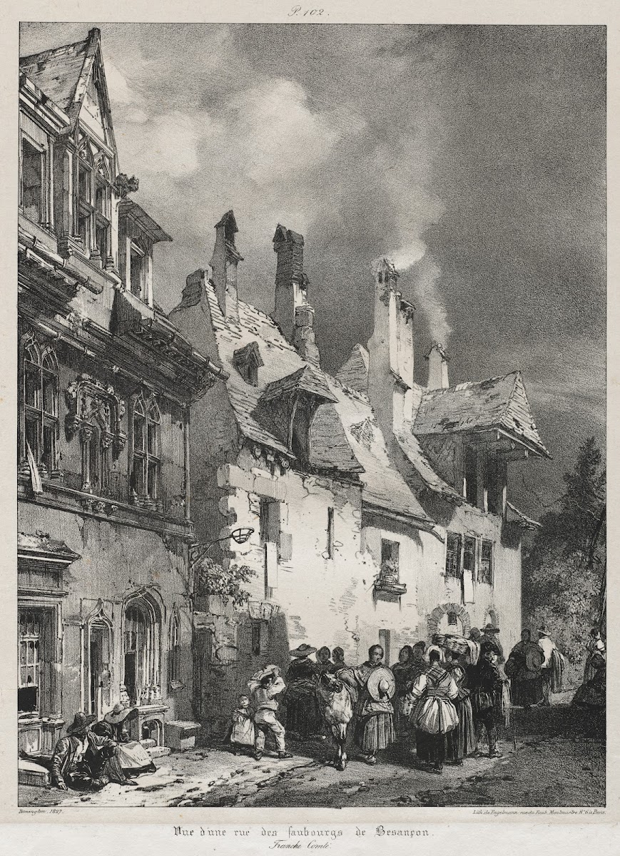 Vue dune rue des faubourgs de Besançon 1825