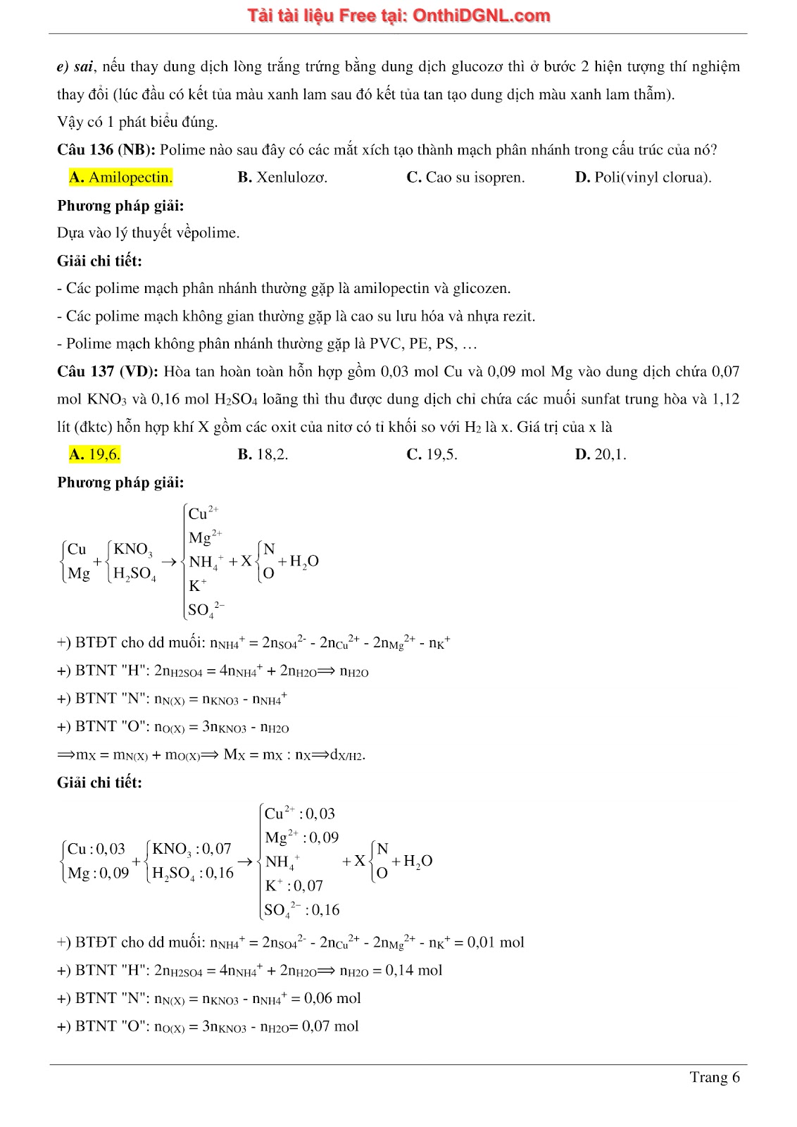 260 bài tập môn Hóa học - Ôn thi ĐGNL ĐHQG Hà Nội Phần 12