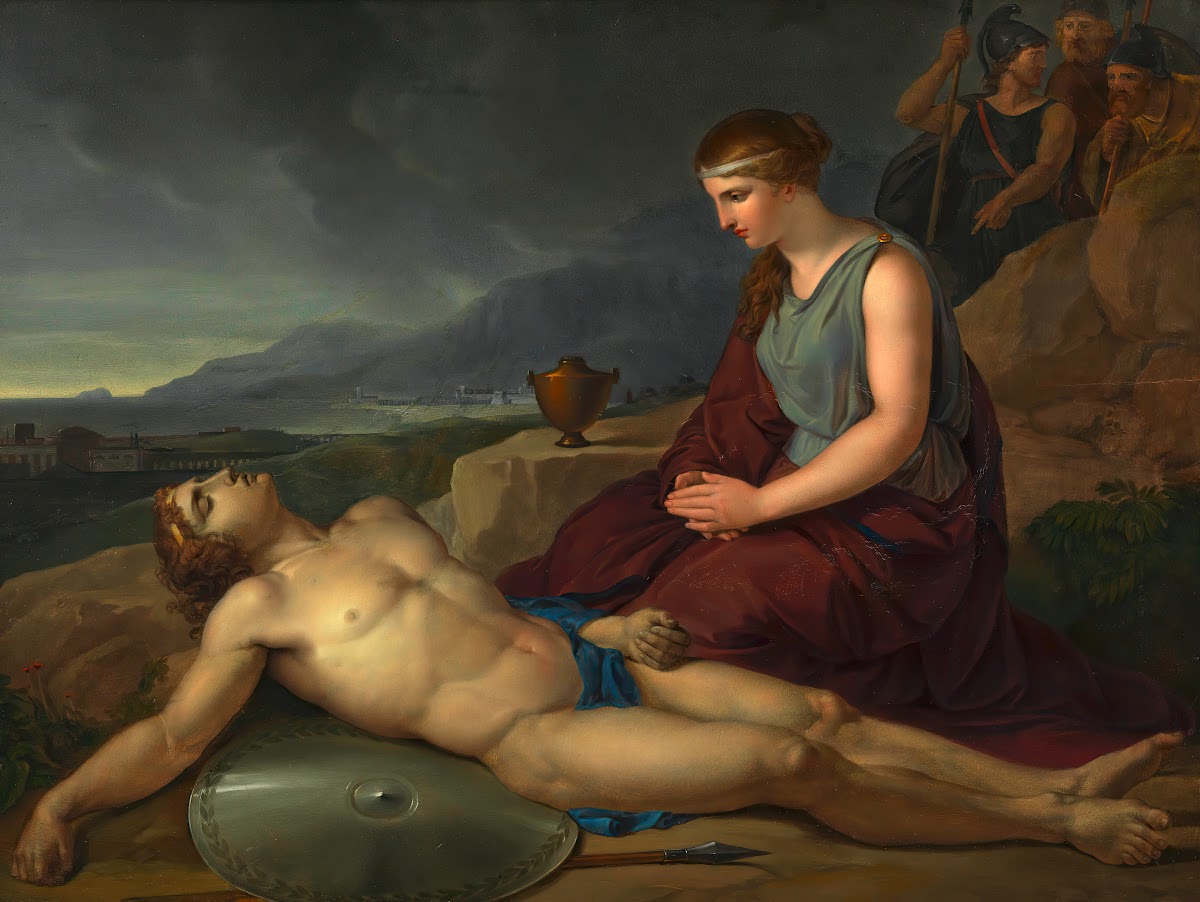 Antigone neben dem Leichnam ihres Bruders Polyneikes kniend around 1805