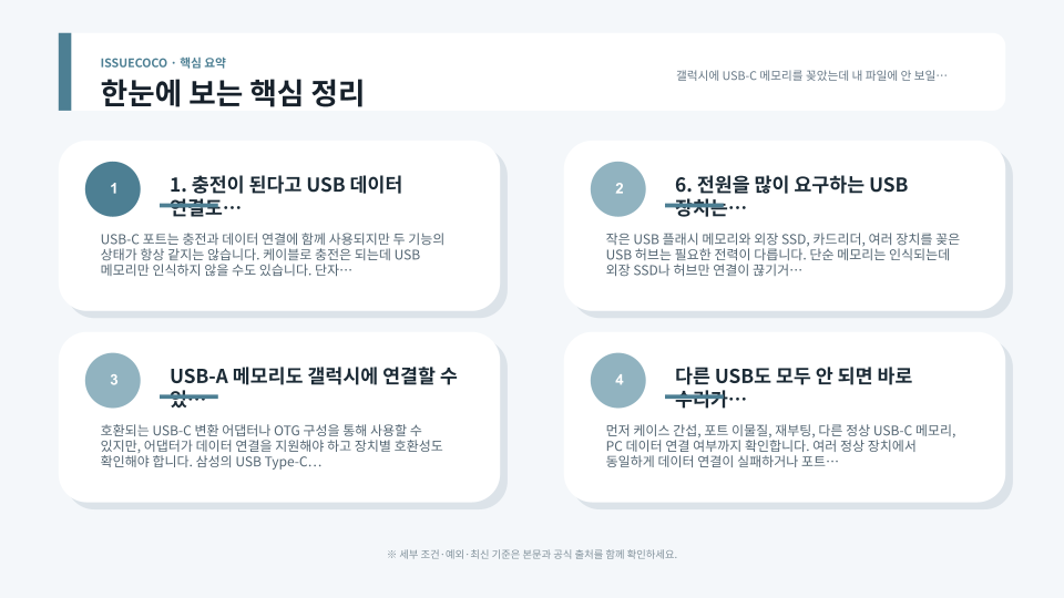 갤럭시 내 파일에서 USB 저장공간 인식 상태를 점검하는 과정