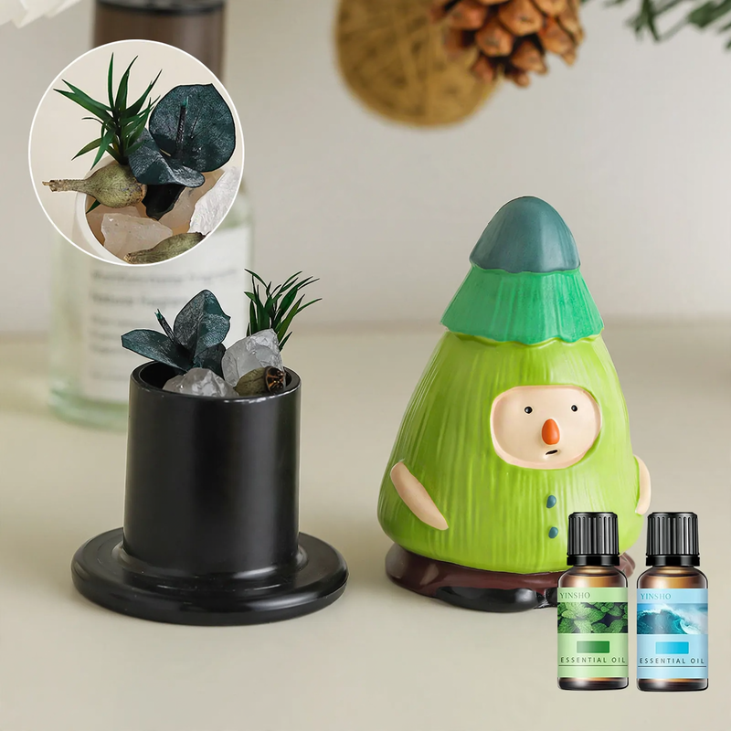 Fragrance stone container with essential oils