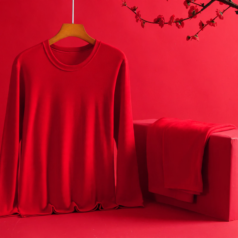 Thermal underwear set for men and women, round neck