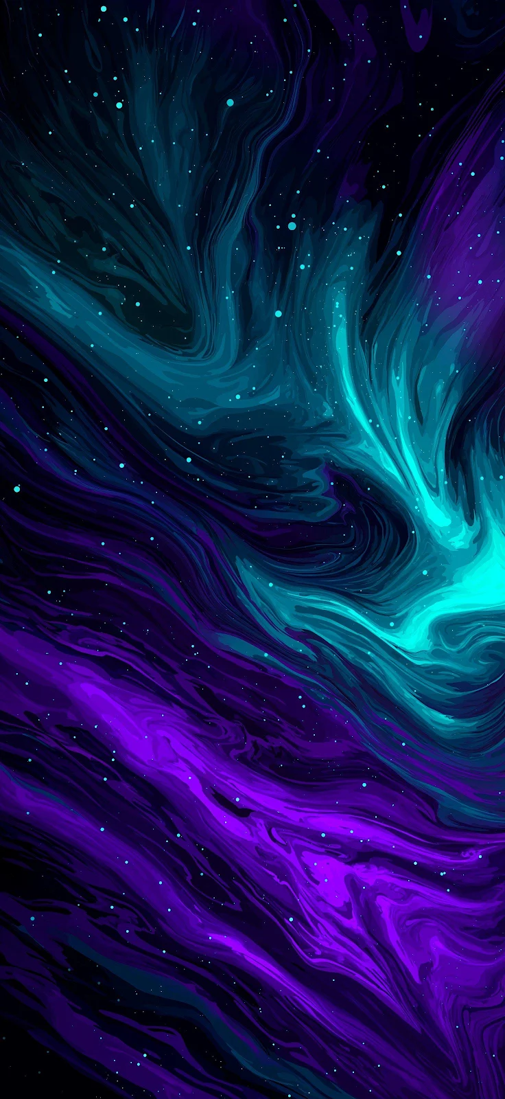 Swirling Cosmic Fluid Waves - Digital Abstract Art 2K iPhone Wallpaper (1472x3200)