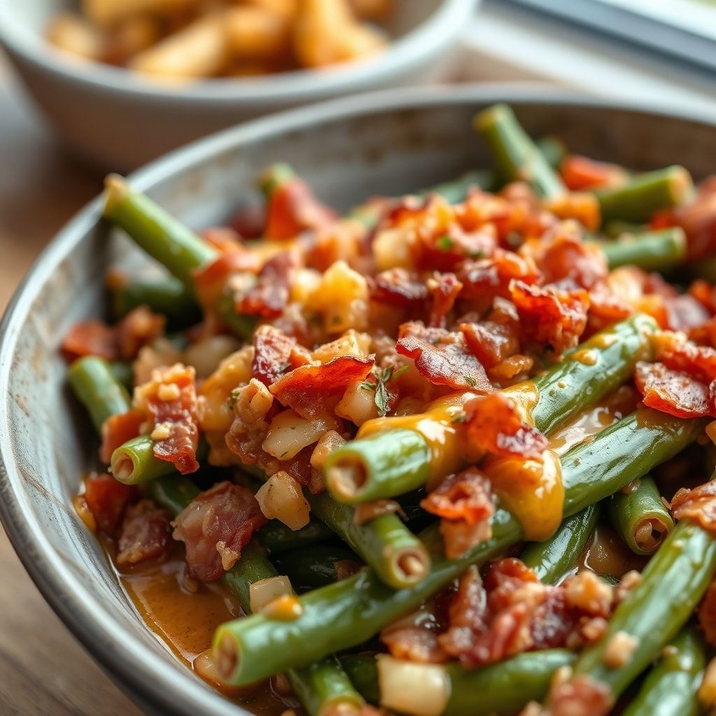 Bacon Loaded Green Bean Casserole - Easy Homemade Comfort Side Dish finished