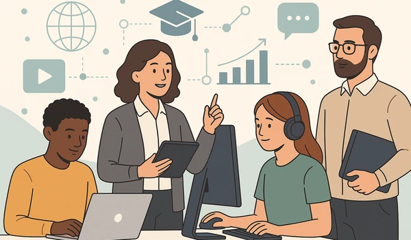 Ilustración sobre competencias digitales