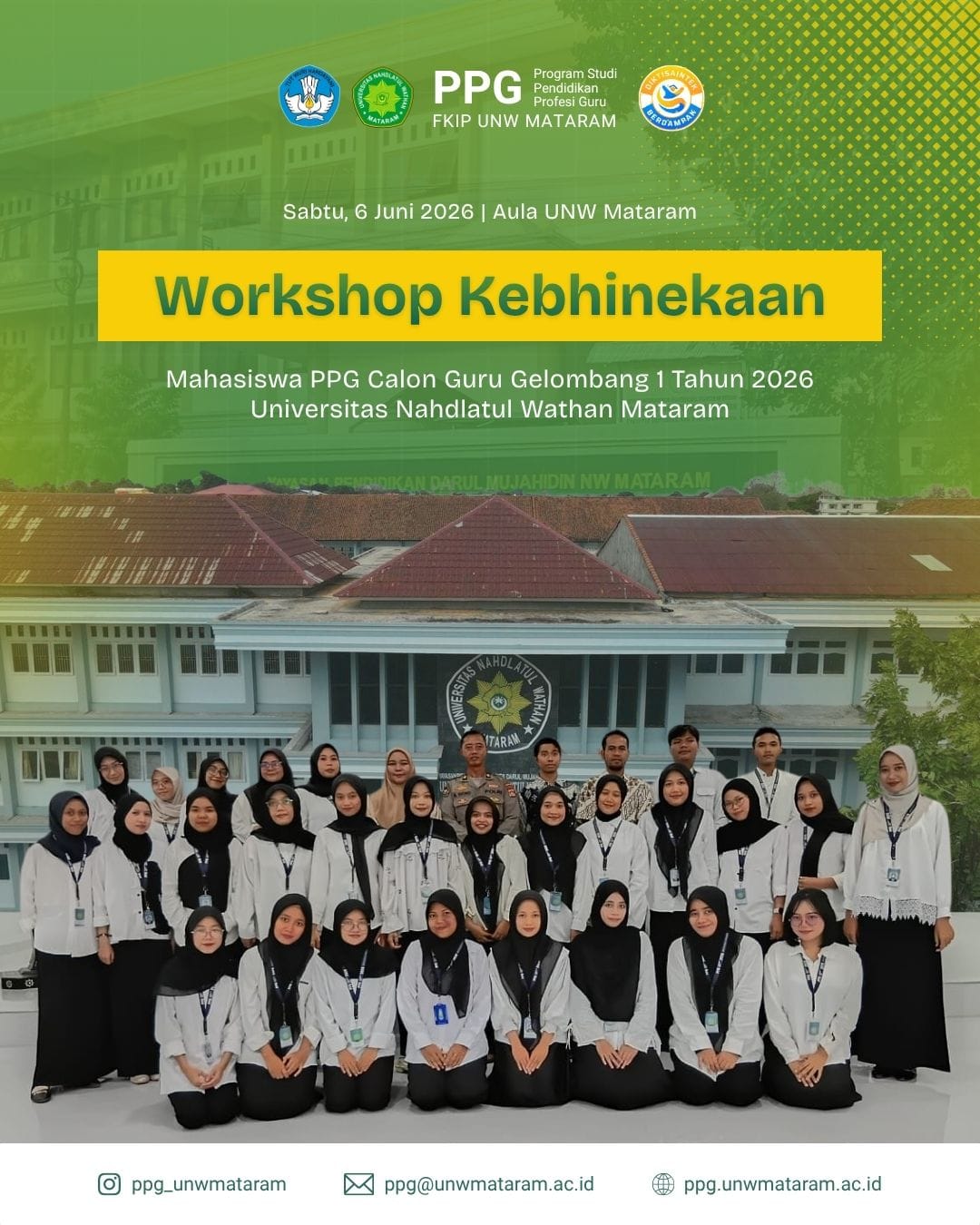 Kegiatan Penguatan Kebinekaan  Mahasiswa PPG Universitas Nahdlatul Wathan Mataram Membangun Generasi Toleran Menuju Indonesia Emas 2045