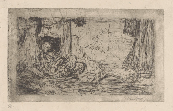 Man die een waterpijp rookt 1889