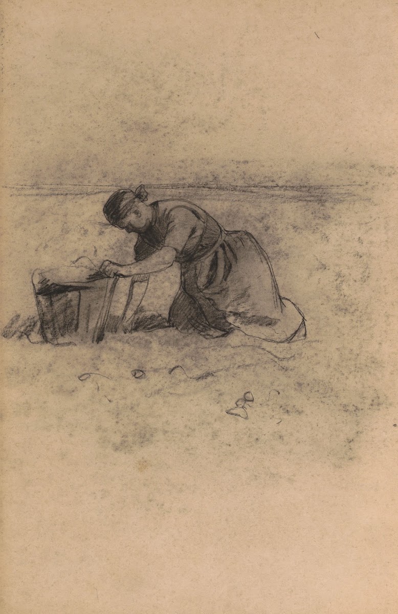 Aardappelrooiende vrouw 1886