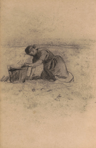 Aardappelrooiende vrouw 1886