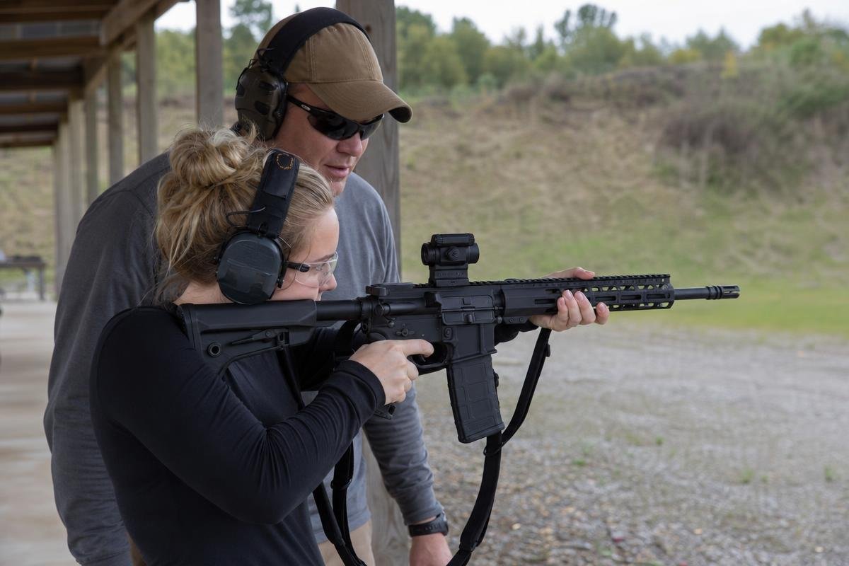 Shooter preparing for a supervised live-fire lesson