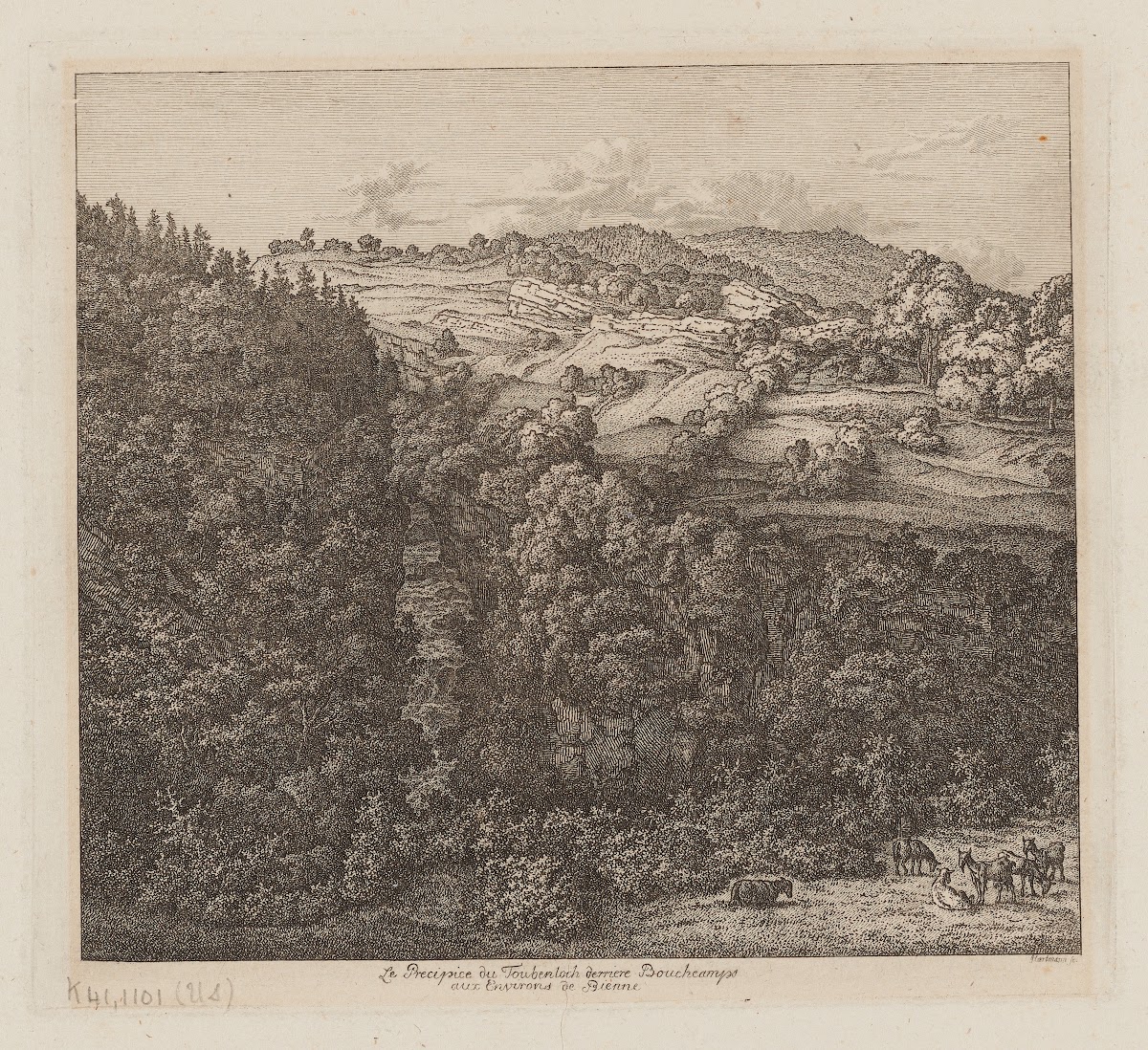 Le Precipice du Toubenloch derriere Boucheamps aux Environs de Bienne 1800