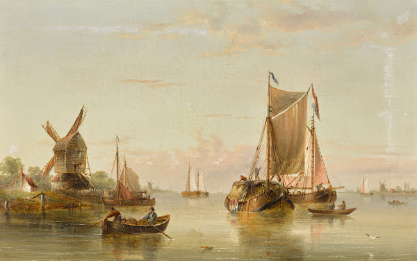 Estuary Scene with Coastal Vessels 1864