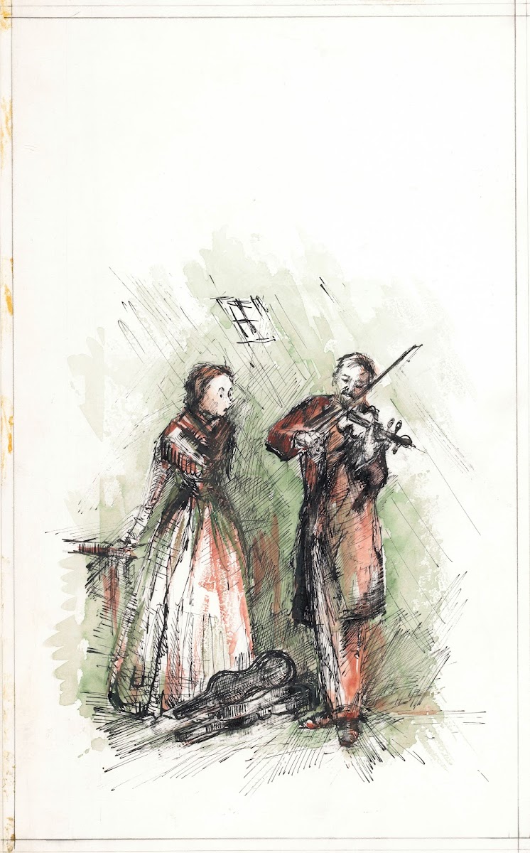 Vrouw en vioolspelende man 1969