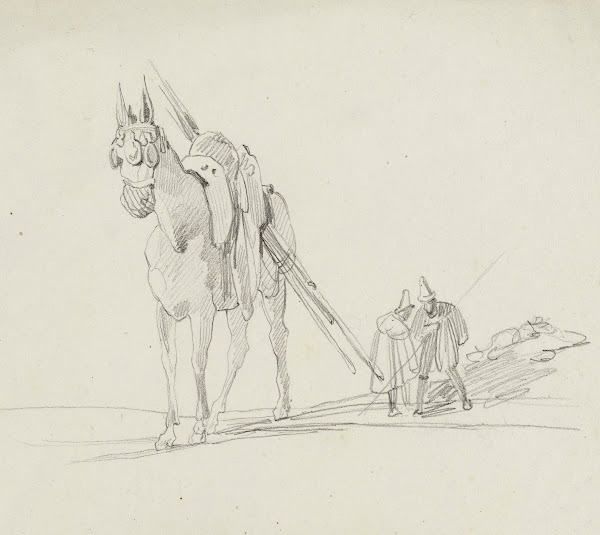 Etude dun cheval et de deux hommes