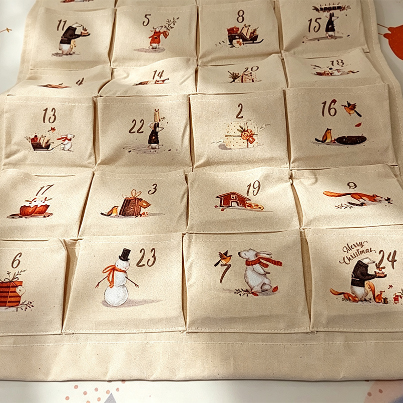 Christmas Advent Calendar made of fabric with 24 pockets